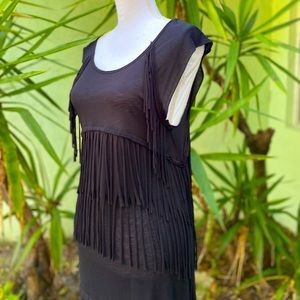 Black Fringe Cocktail Dress
